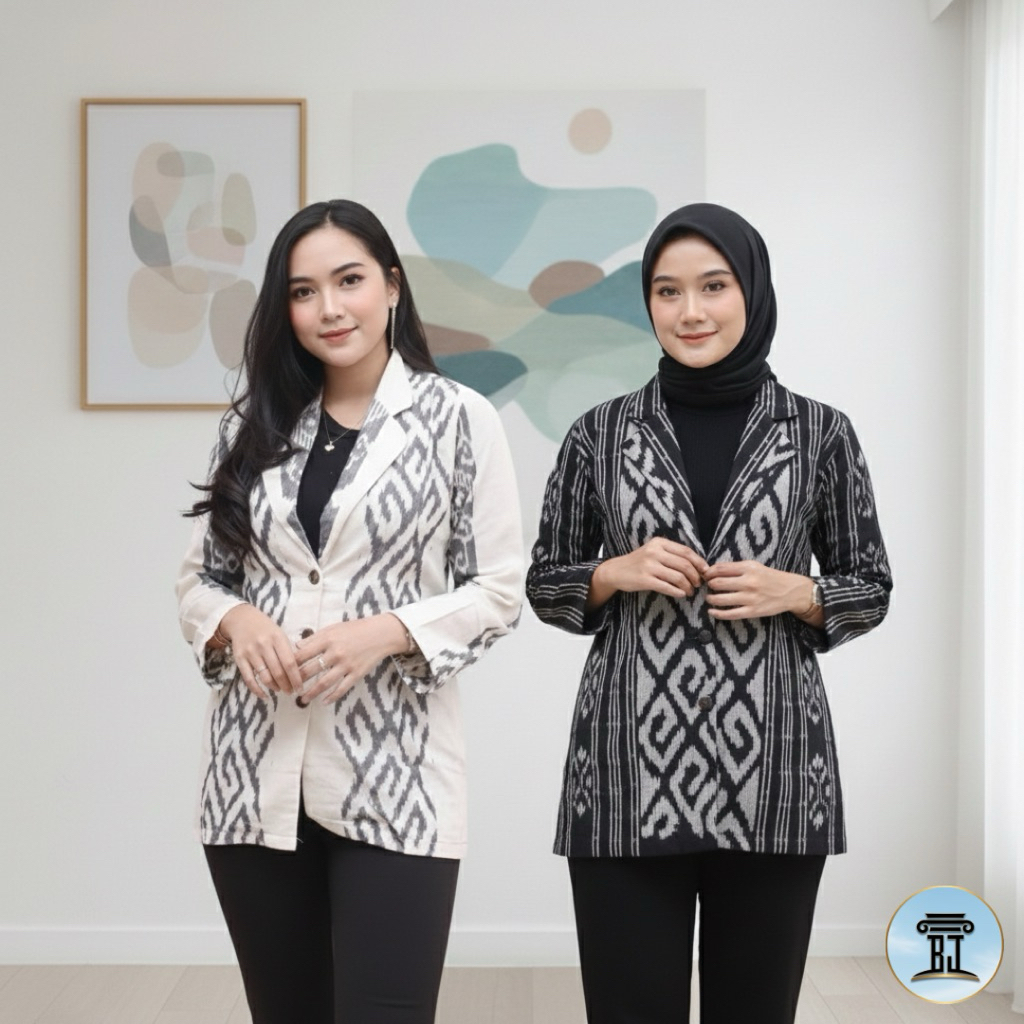 Ready Baju Kerja Kantor Tenun/Outer Tenun/Blazer Kantor Tenun/Atasan Wanita Terbaru