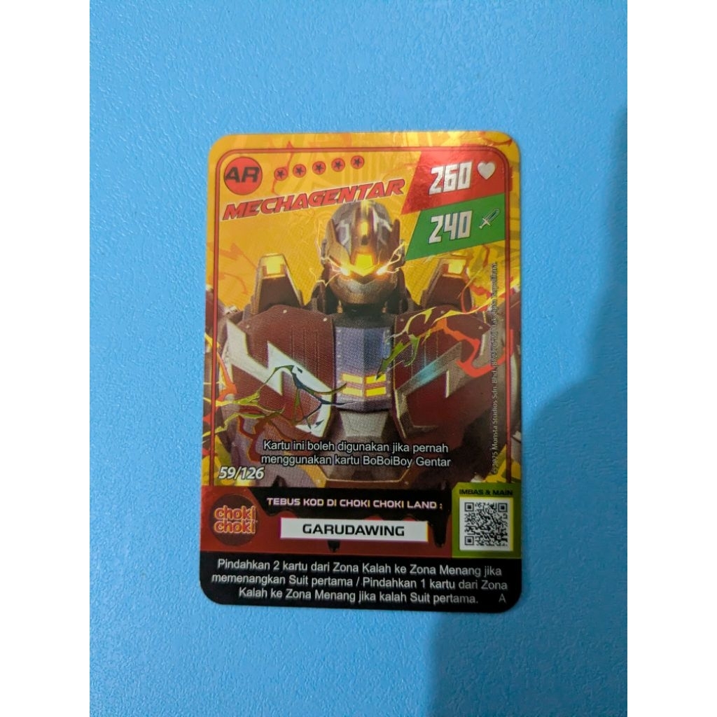Kartu Boboiboy Choki Choki Season 2 AR Mechagentar