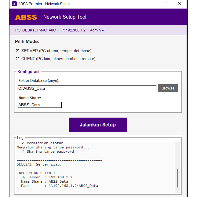TOOLS SHARE FOLDER DATABASE ABSS MYOB