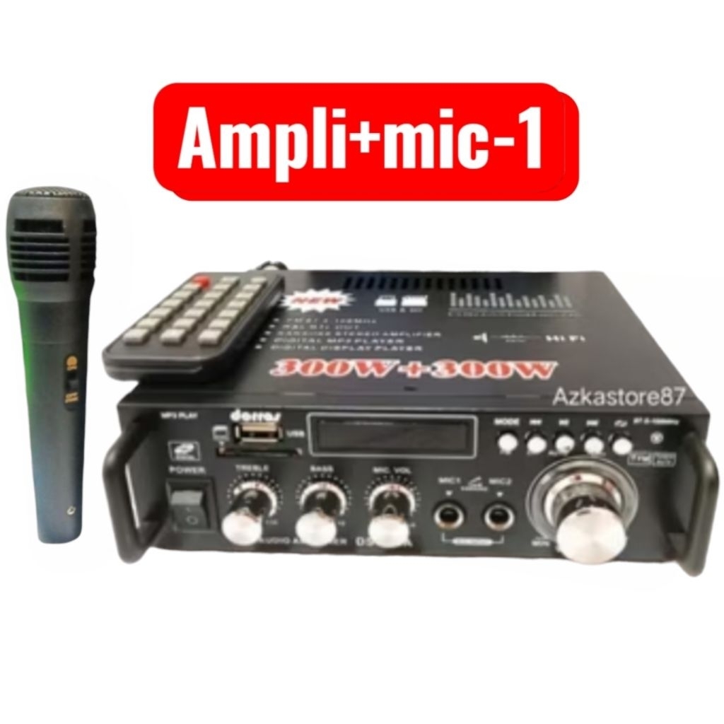 Amplifier Audio Bluetooth Karaoke dengan Equalizer, FM Radio, dan USB