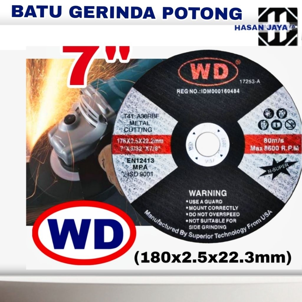 WD Batu Gerinda Potong 7 Inch x 2.5mm Original / Mata Gerinda Potong 7" Inch