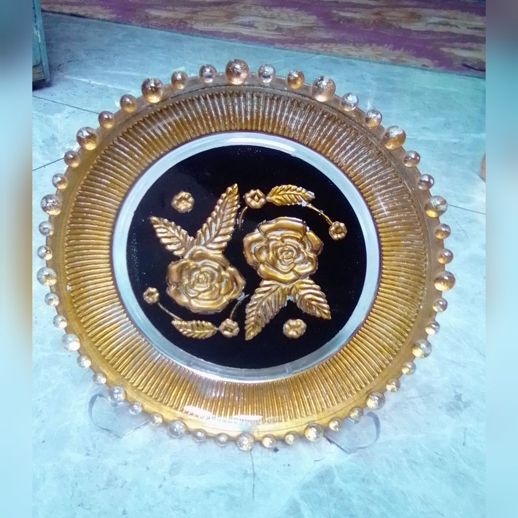 Piring Hias Kaca Unik Cantik Jadul Preloved