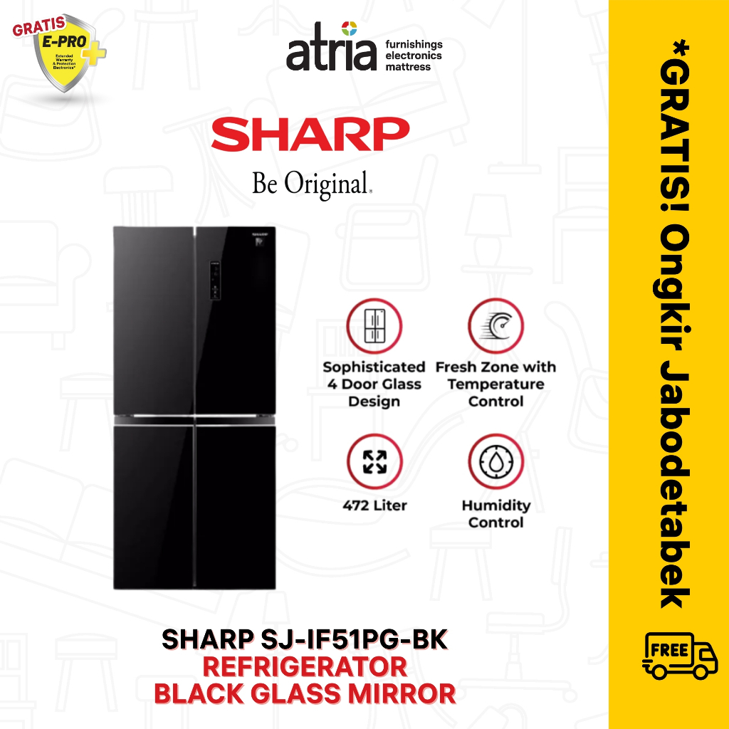 Sharp Kulkas 4 Pintu 472 L SJ-IF51PG-BK