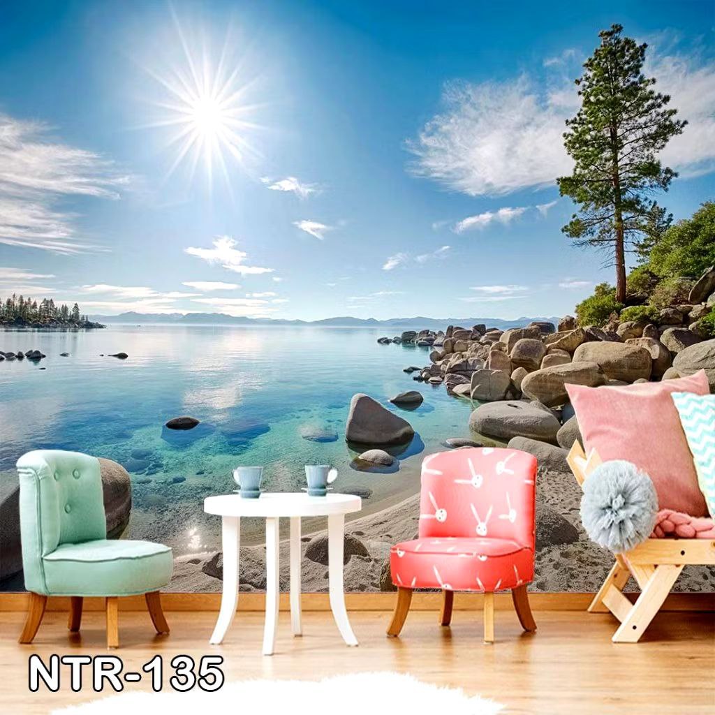 Wallpaper Custom Dinding 3d Pantai Walpaper Laut Wallsticker Pemandangan Alam Stiker Beach