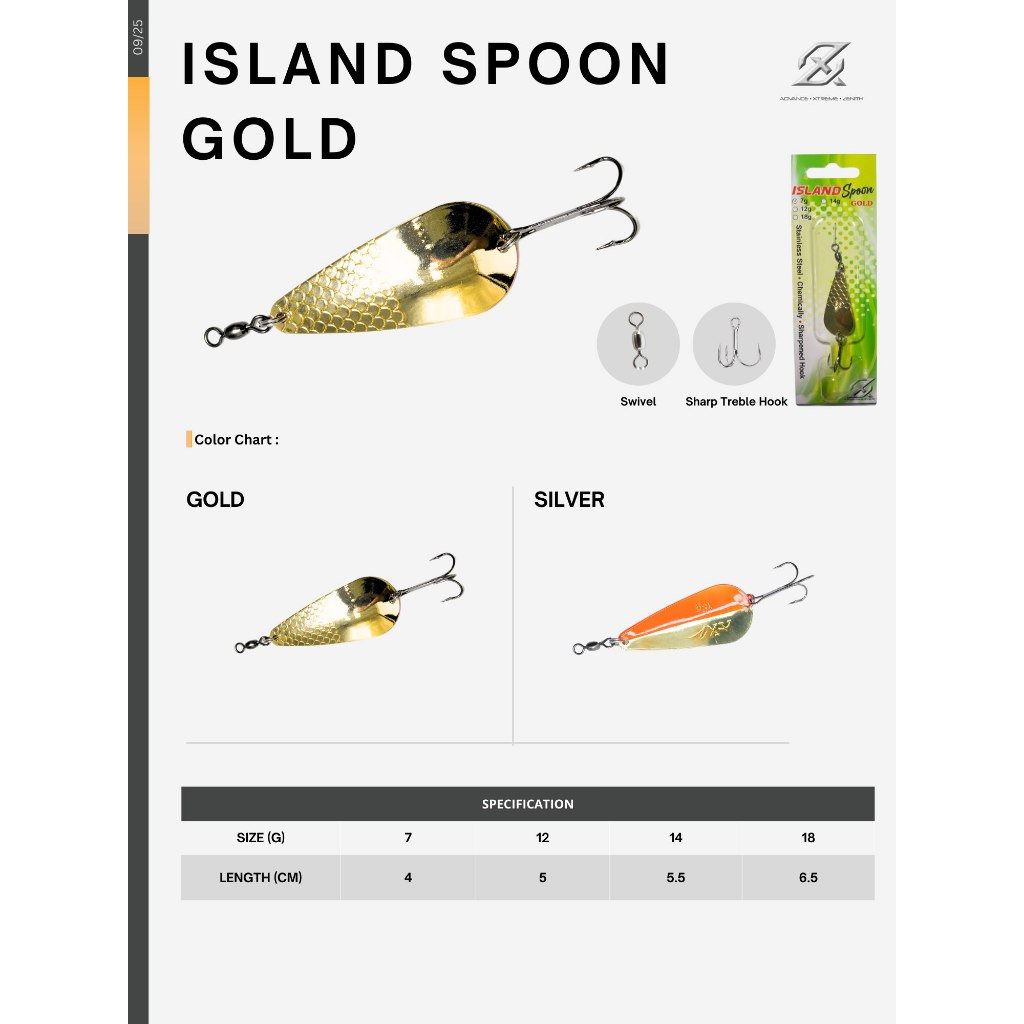 AXZ Island Spoon Metal Lure 7g 12g 14g 18g – Umpan Casting Gabus Sebarau Toman