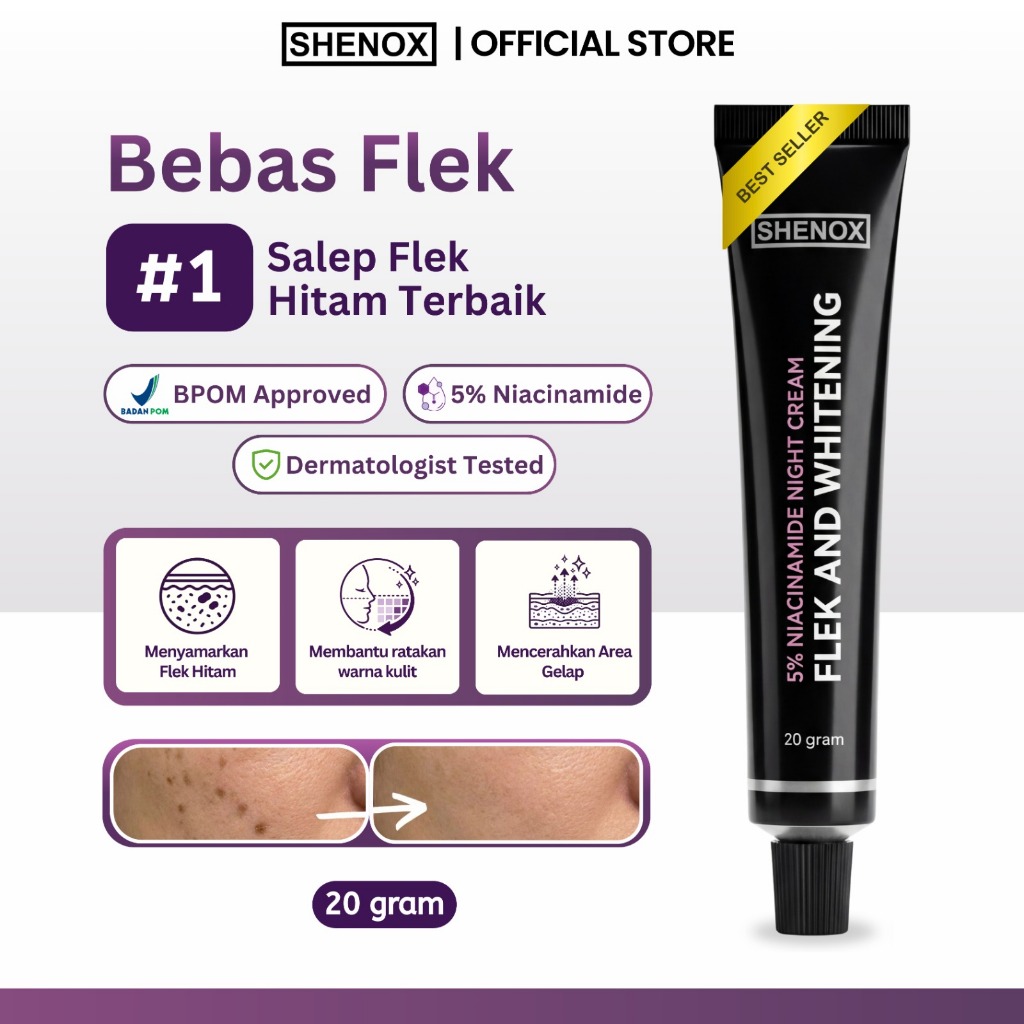 Salep Flek Night 20 Gram Shenox Skincare Salep Flek Whitening Resmi BPOM | Salep Flek Malam