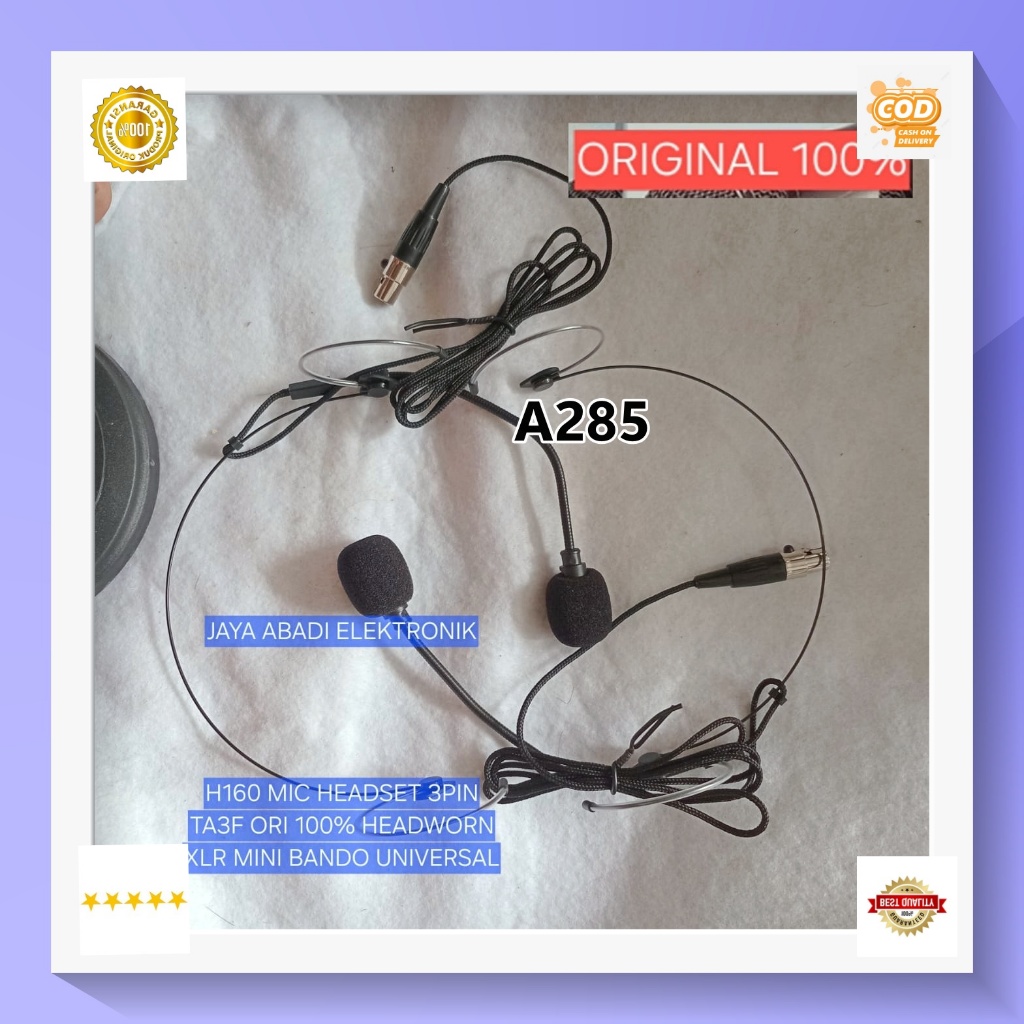 A285 MICROPHONE BANDO 3 PIN UNIVERSAL 3PIN MIC HEADSET 3PIN TA3F ORI 100% HEADWORN 3 PIN XLR MIN BAN