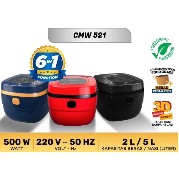 SEKAI CMW 521 Rice Cooker 2 Liter Magic Com Serbaguna Memasak & Menghangatkan Nasi