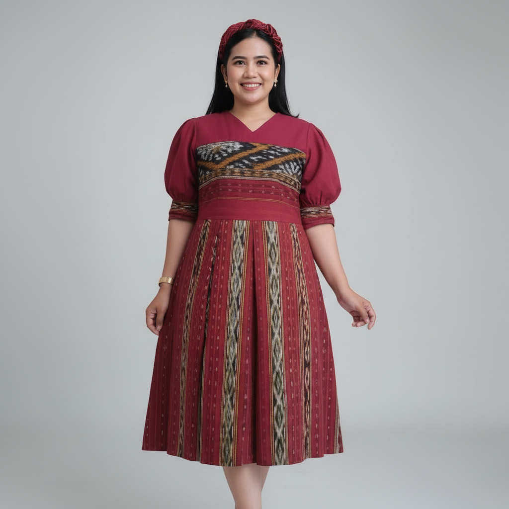 BAJU ATASAN TERUSAN DRESS BATIK WANITA FURING DASTER PESTA KONDANGAN BATIK TENUN ETNIK MODERN TROSO 