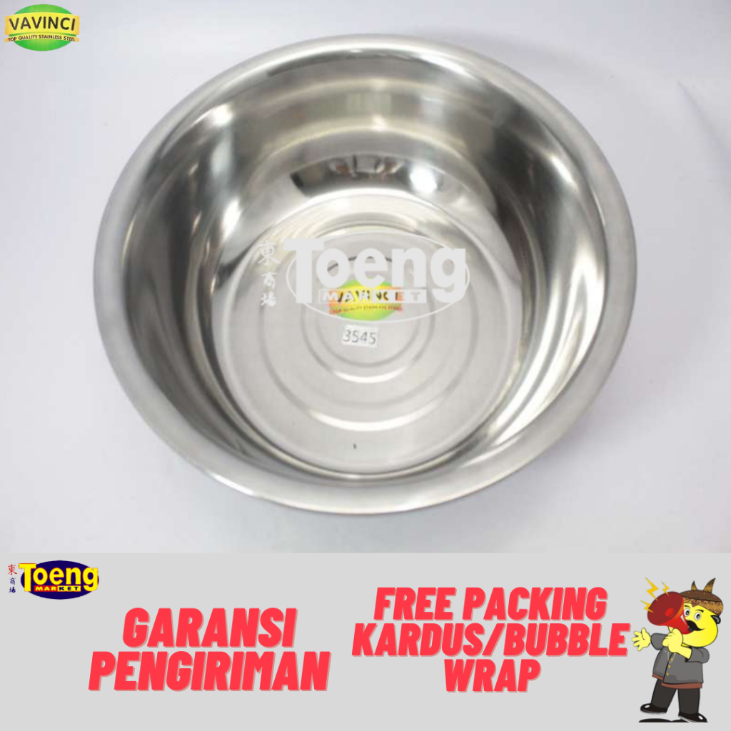 Baskom Stainless Jumbo - BASKOM BESAR S/S 45cm 3545 Vavinci