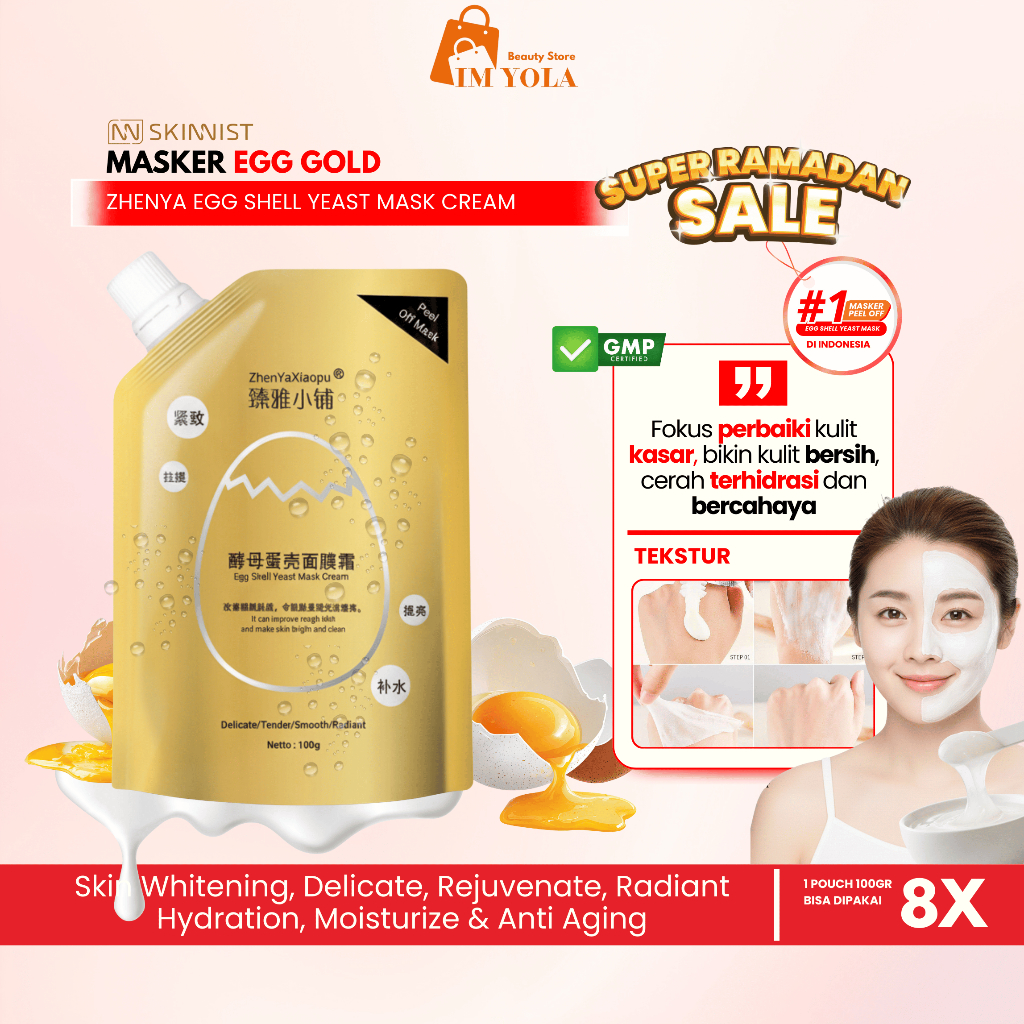 EGG SHELL MASK - BPOM Zhenyaxiaopu egg shell yeast mask 100gr masker anti-aging perbaiki kulit kasar