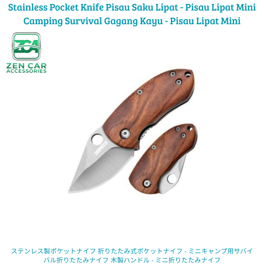 Stainless Pocket Knife Pisau Saku Lipat - Pisau Lipat Mini Camping Survival Gagang Kayu - Pisau Lipa