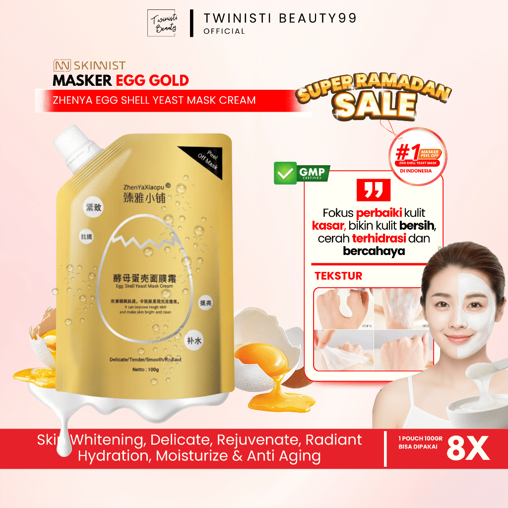 [ EGG SHELL MASK ] BPOM Masker Zhenyaxiaopu egg shell yeast mask 100gr anti-aging mengencangkan, men