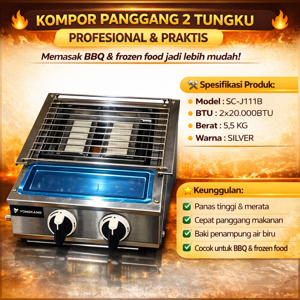 YONGKANG Kompor panggangan 2 tungku