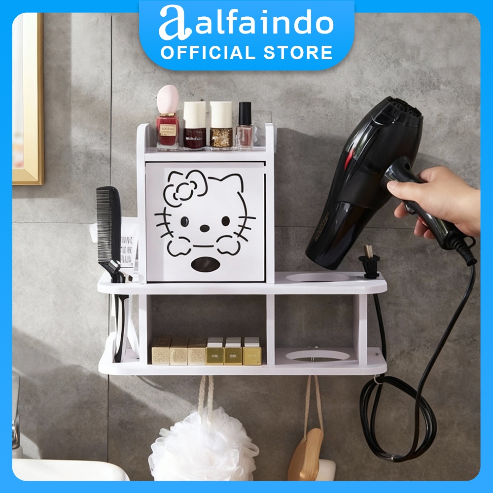 Alfaindo Rak Dinding Tempel Gantung Minimalis Toilet Hair Dryer Portable DW026