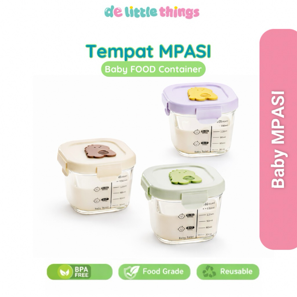 Tempat Mpasi Kaca Container Mpasi Tahan Panas Baby Food Container Mpasi Baby Wadah Mpasi Kaca Penyim