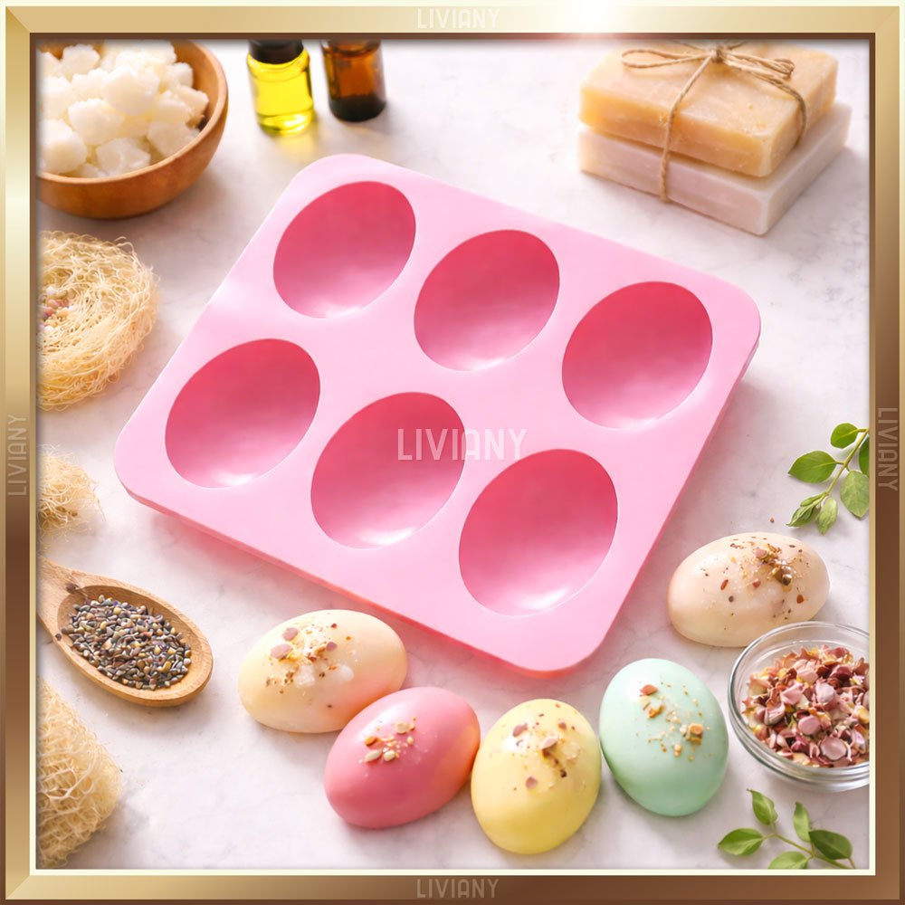 Cetakan Silikon Kue Jelly Sabun Batang Oval Lonjong Telur , Silicone Mold Handmade Soap Wax Oval Egg