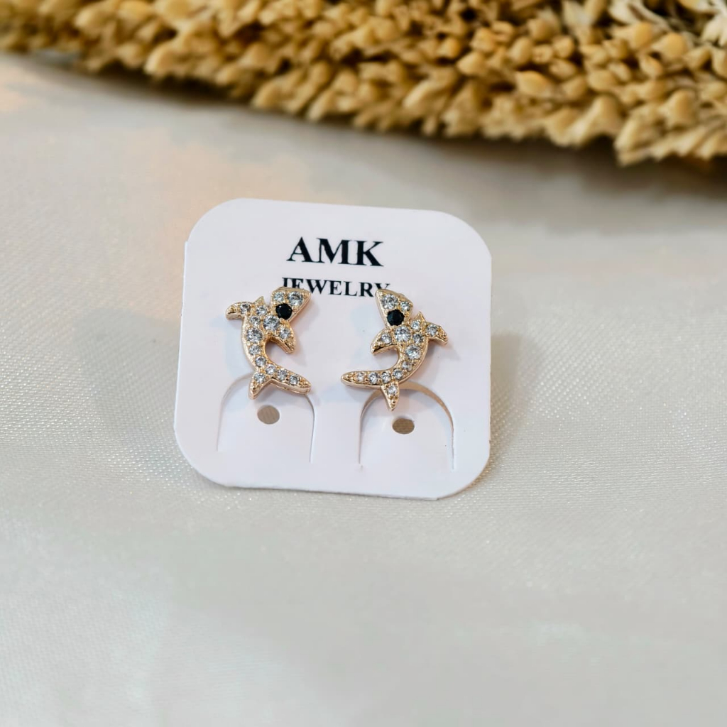 Anting Tusuk AMK Gold Lumba Lumba Perhiasan Xuping Lapis Emas  Perhiasan Wanita Simple 1301148