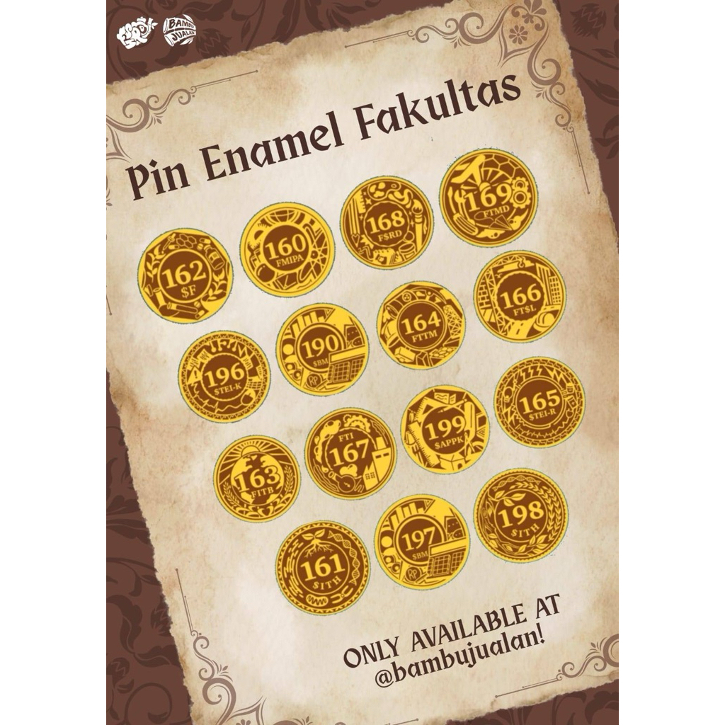 Pin Bros Enamel Desain Coin Fakultas TPB ITB Besi