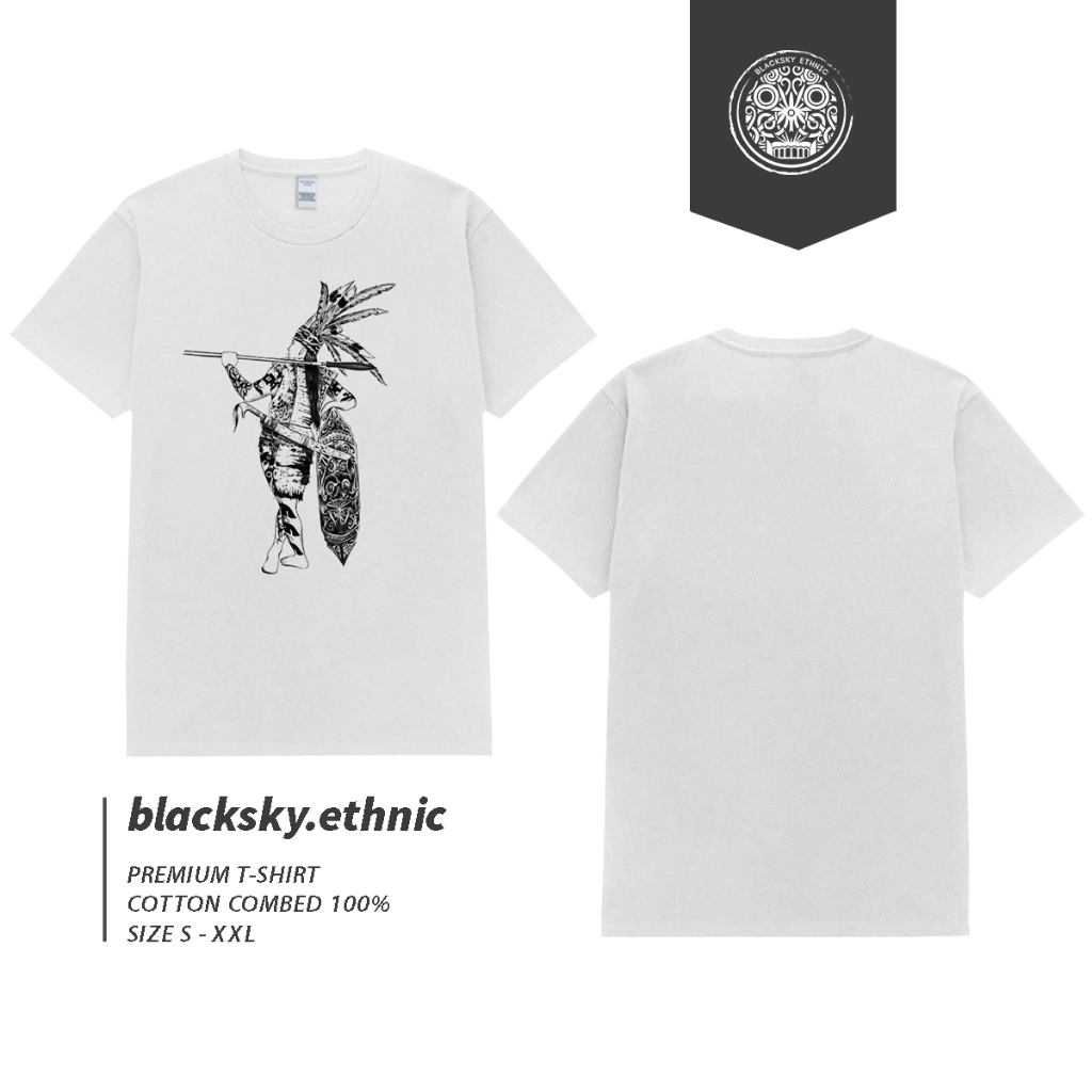 Kaos Etnik Dayak - Sumpit | Cotton 24s Premium | Kaos Borneo | All Size S M L XL XLL | Kaos Etnik Pr
