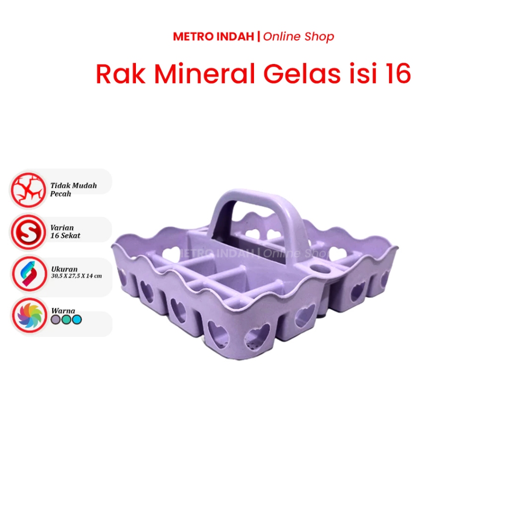 NFJ Rak Aqua Isi 16 Gelas | Rak Gelas Aqua Plastik Kapasitas 16 Susun | Tempat Botol Air Mineral Cup