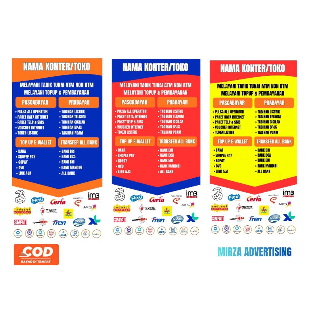 Spanduk Banner Konter/Toko Pulsa/Toko Agen