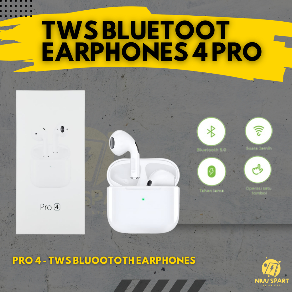 TWS BLUETOOTH PRO 4 TWS GAMING BASS WITH MIC TOUCH WATERPROOF WIRELESS EARPHONE BLUETOOTH ANDROID