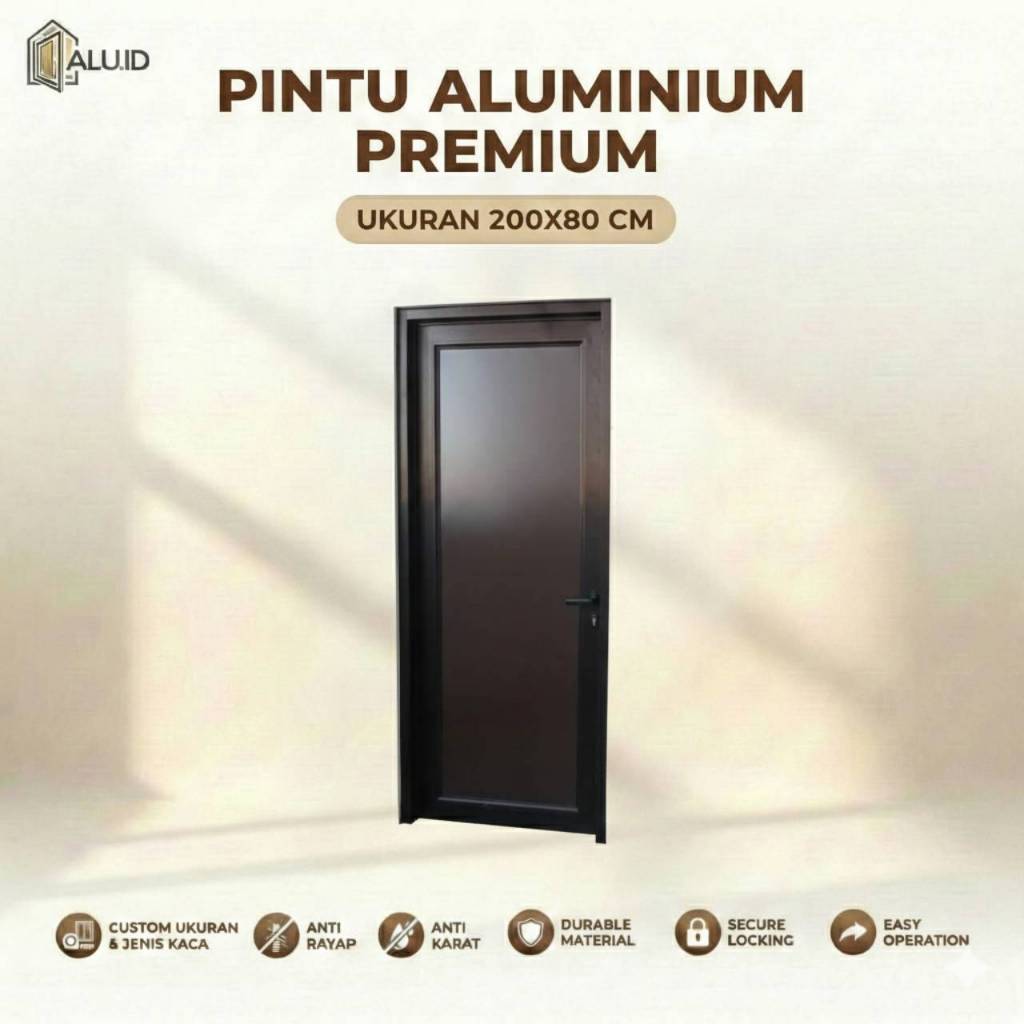 Aluid Pintu + Kusen Rumah Alumunium 3 Inch 200x70 cm