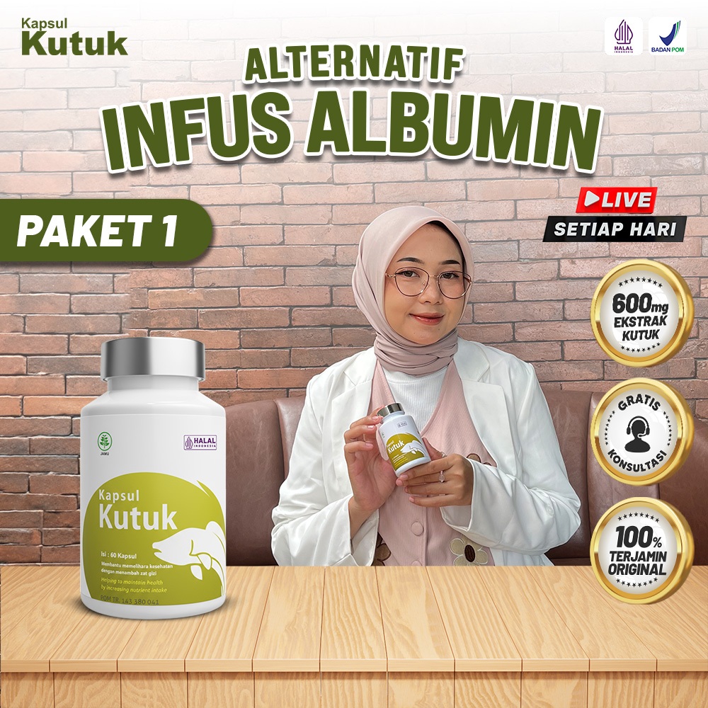 Kapsul Kutuk Premium - Alternatif Suntik Infus Albumin Ekstrak Gabus Original 100% Kutuk
