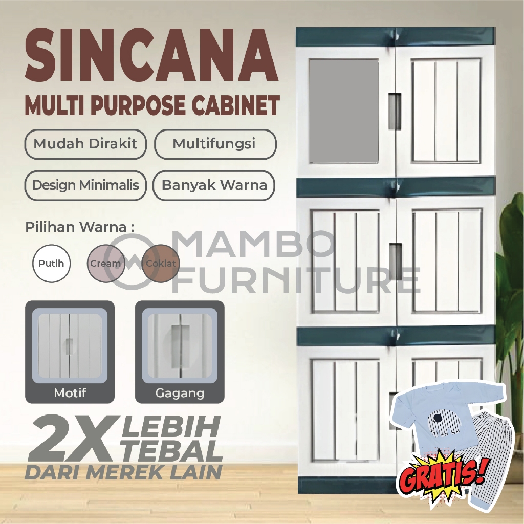 Sincana Susun 3 - Sincana Lemari Plastik 3 Susun Murah Bahan 2X Lebih Tebal Premium Termurah Good