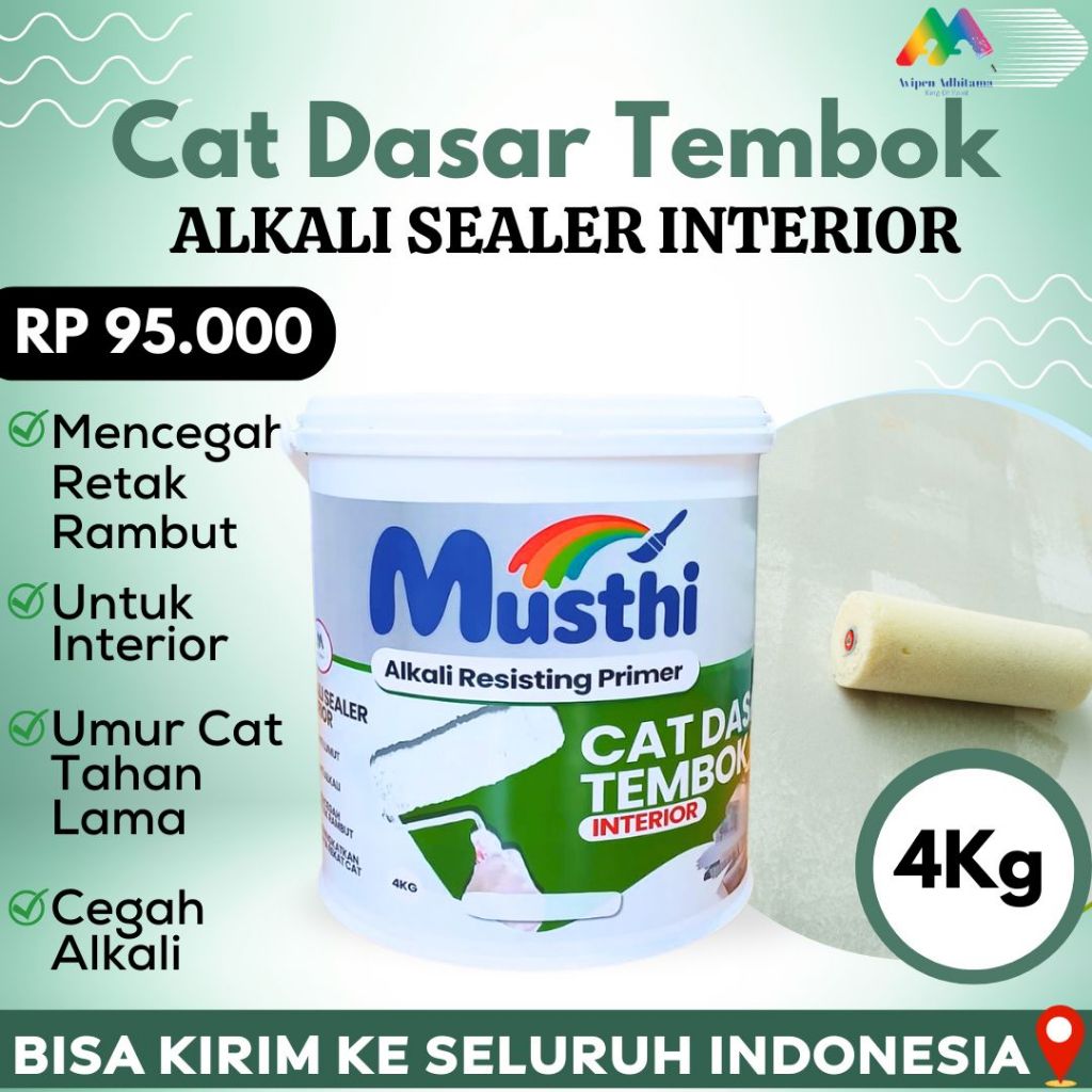 Cat Dasar Tembok Alkali Sealer Interior Musthi Paint 4 Kg Cat alkali Sealer