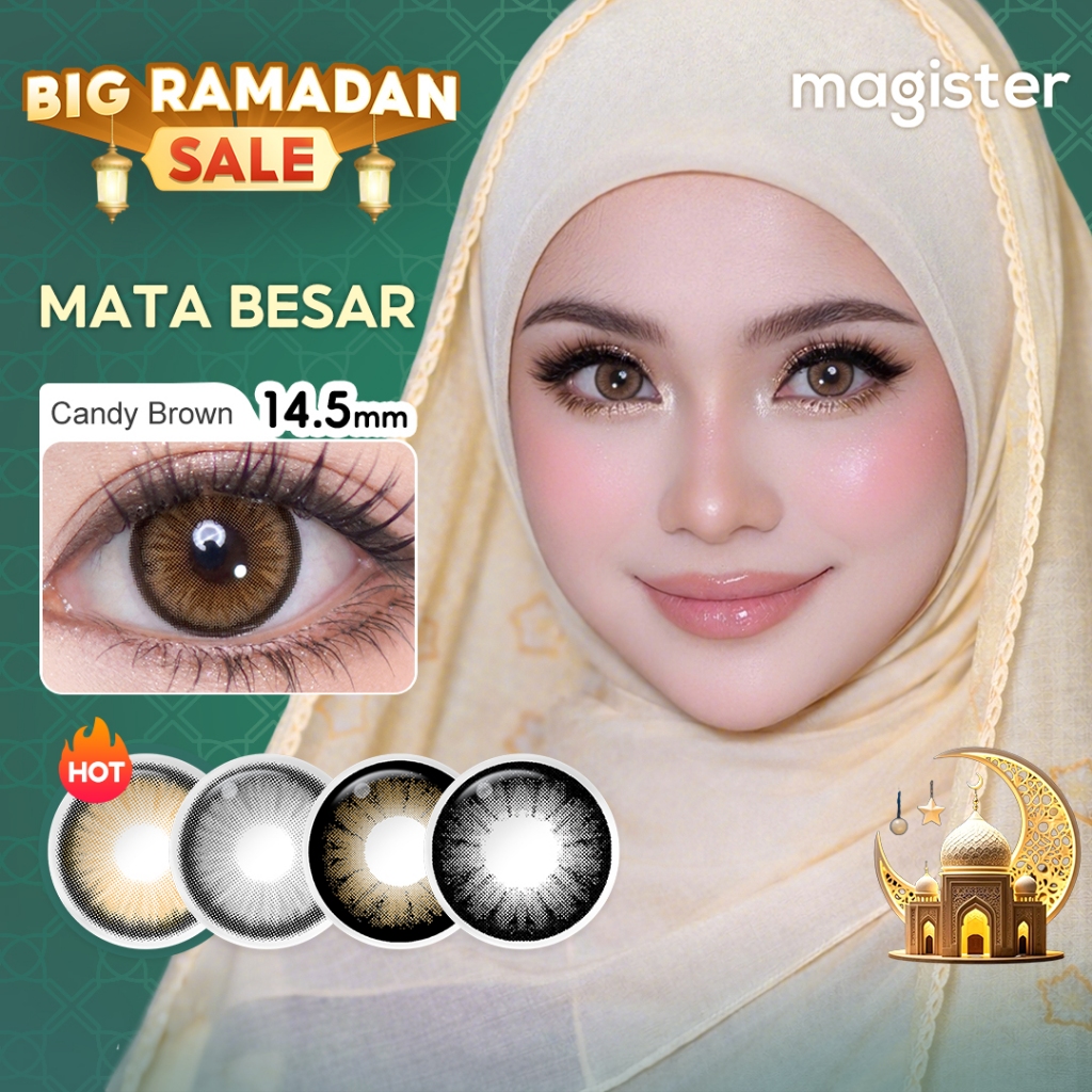 [0.00 s/d -6.00]Magister Softlens Minus 14.5mm Diamond Candy Brown Allure Gray soflen dubai minus warna Big Eyes softlens abu-abu Hitam Coklat