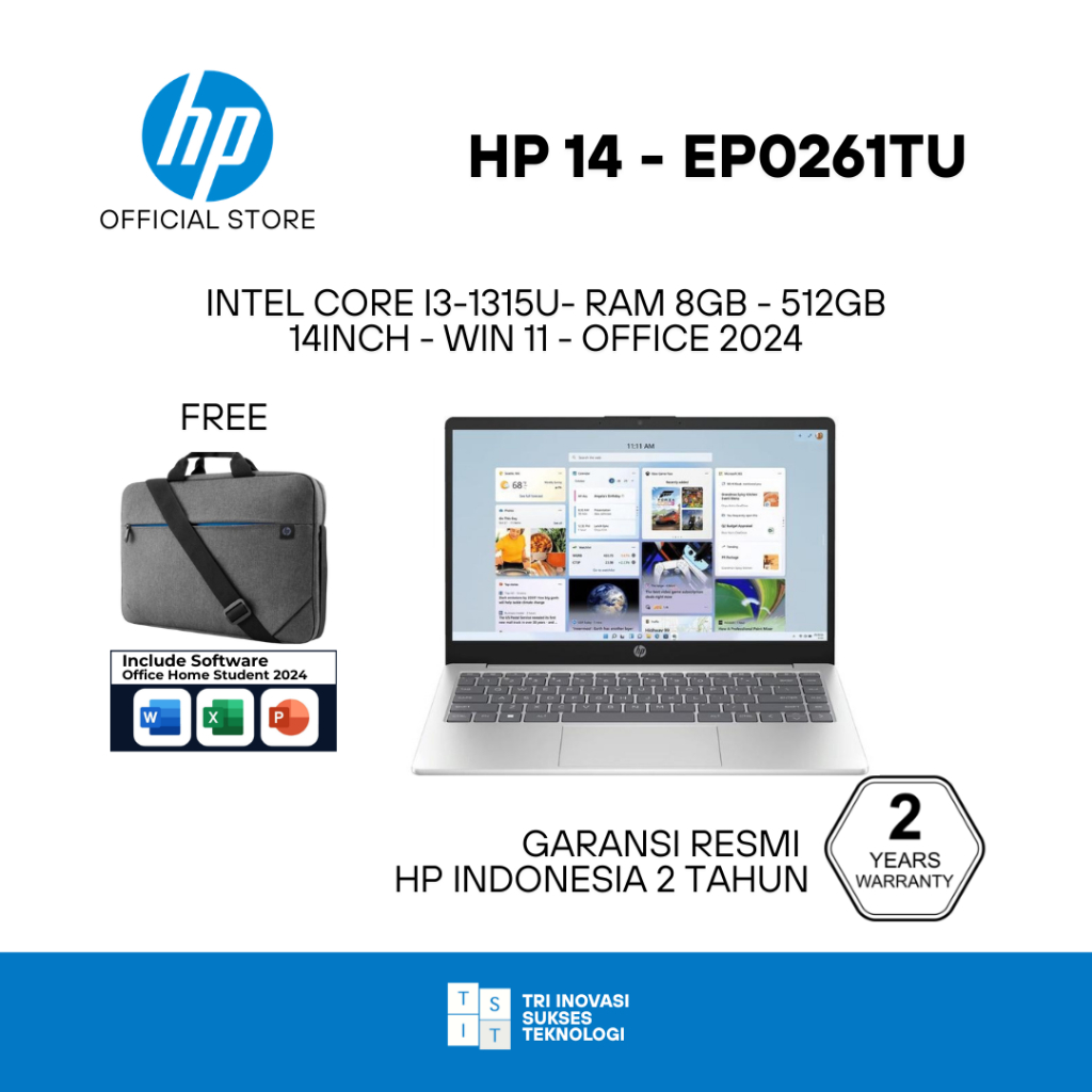 [TERMURAH] Laptop HP 14 Intel Core i3 1315U Ram 8GB SSD 512GB 14 FHD Windows 11 Office 2024