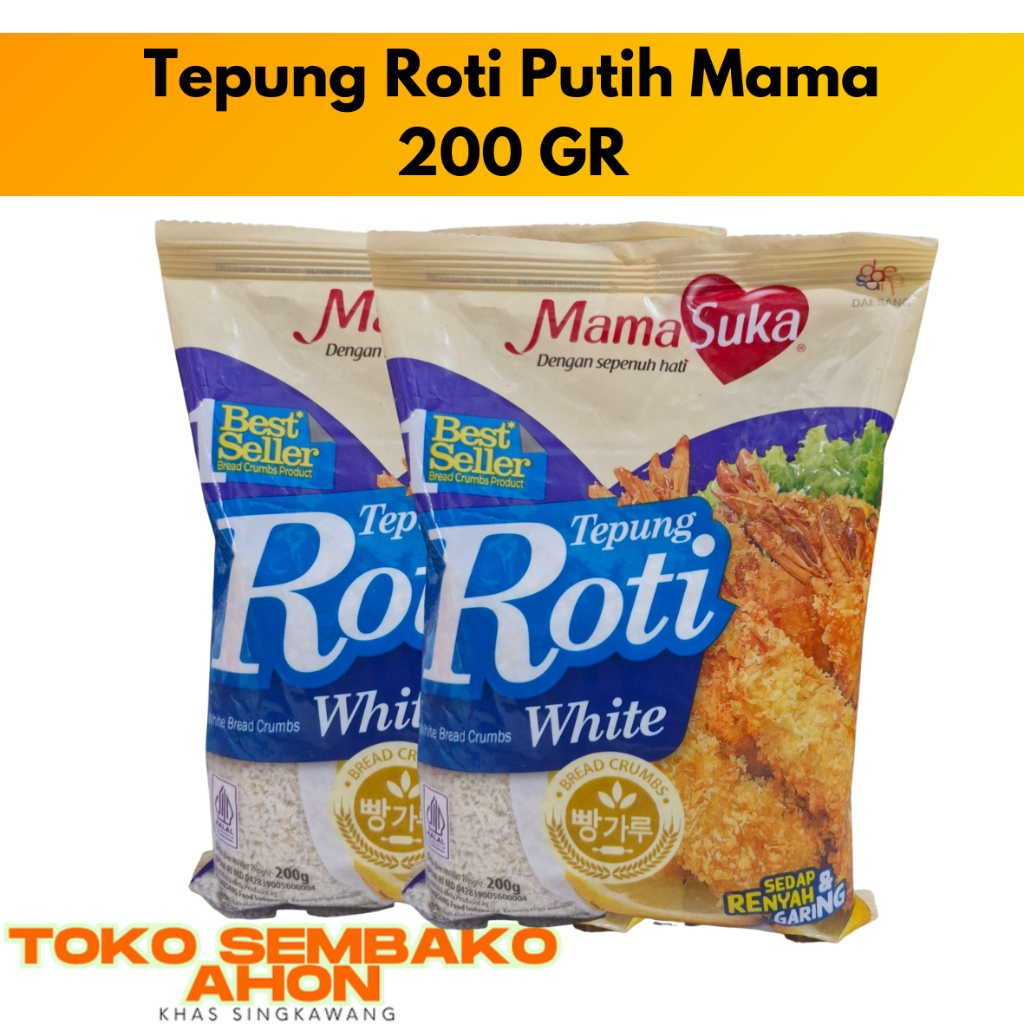 Tepung Roti Putih Mama Suka / MamaSuka White Bread Crumbs 200 gr / Tepung Roti Panko Halus / Tepung 