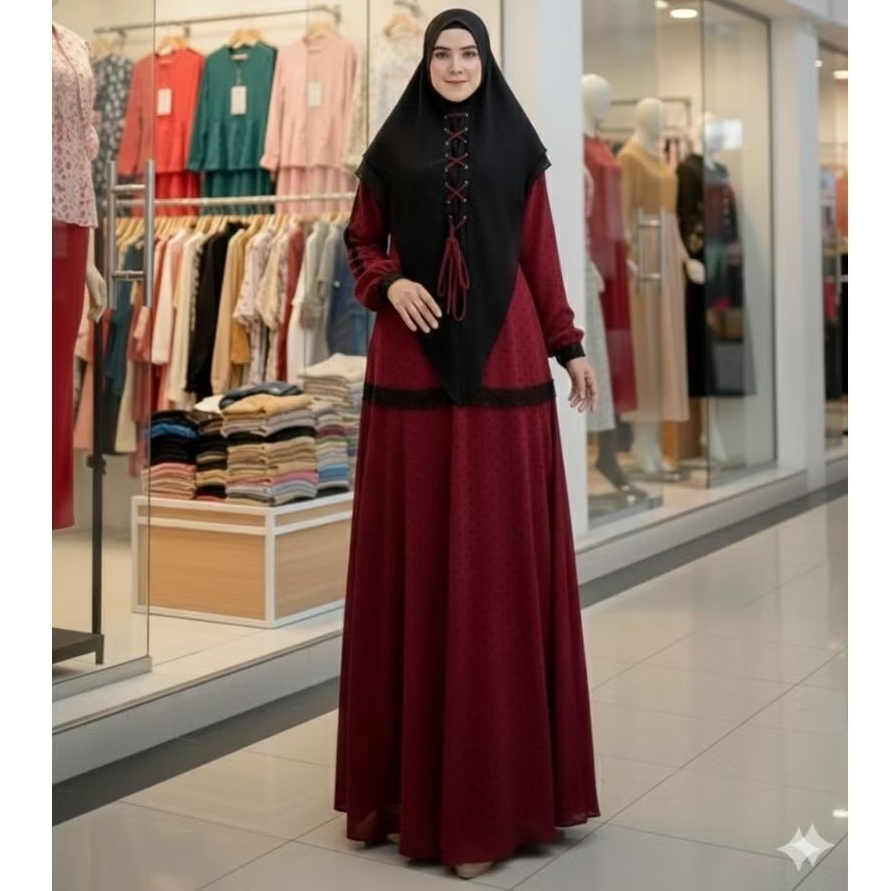 luna gamis syari polkadot premium by butik U2C