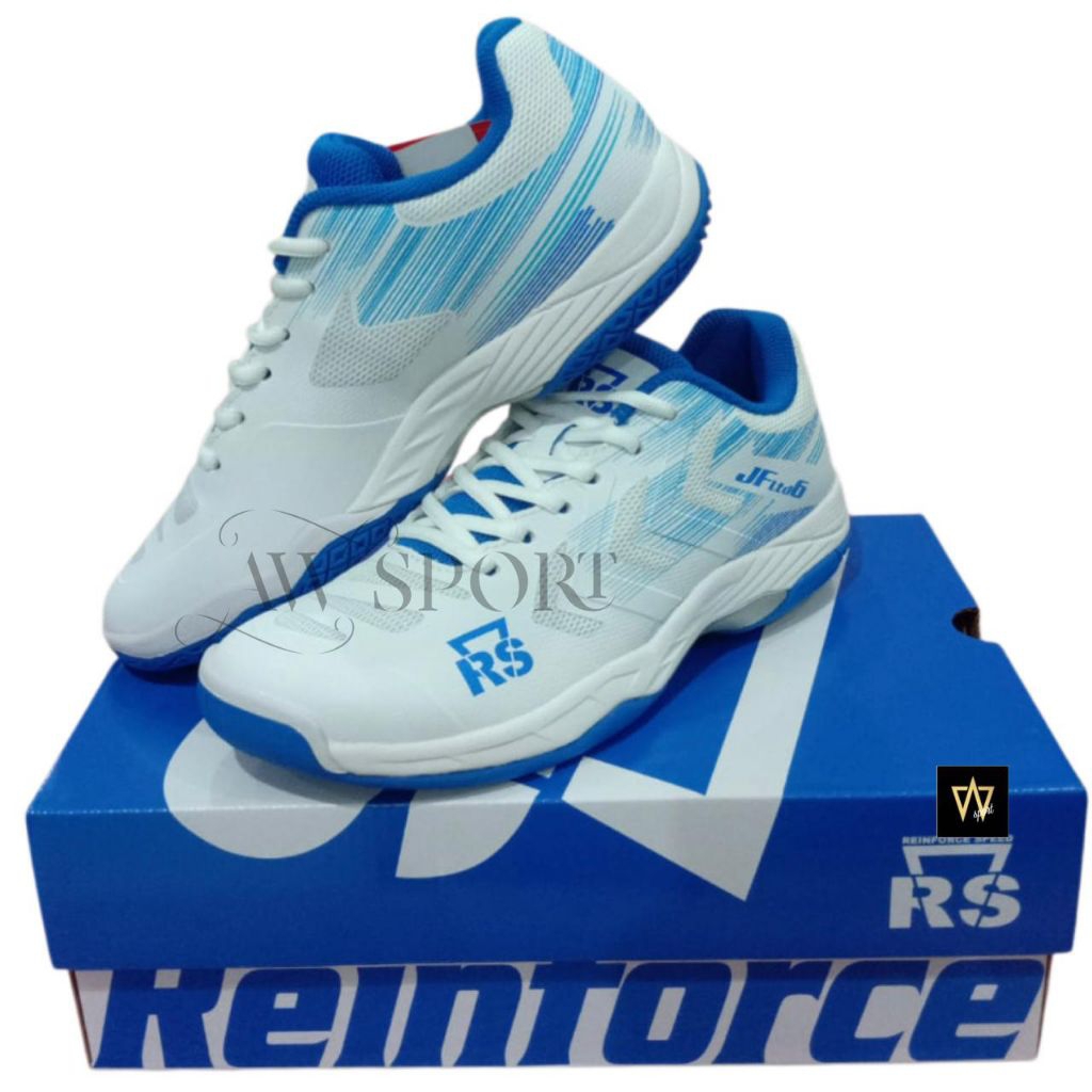 Sepatu Badminton RS JF LTD 6 Putih /Biru Original Reinforce Speed