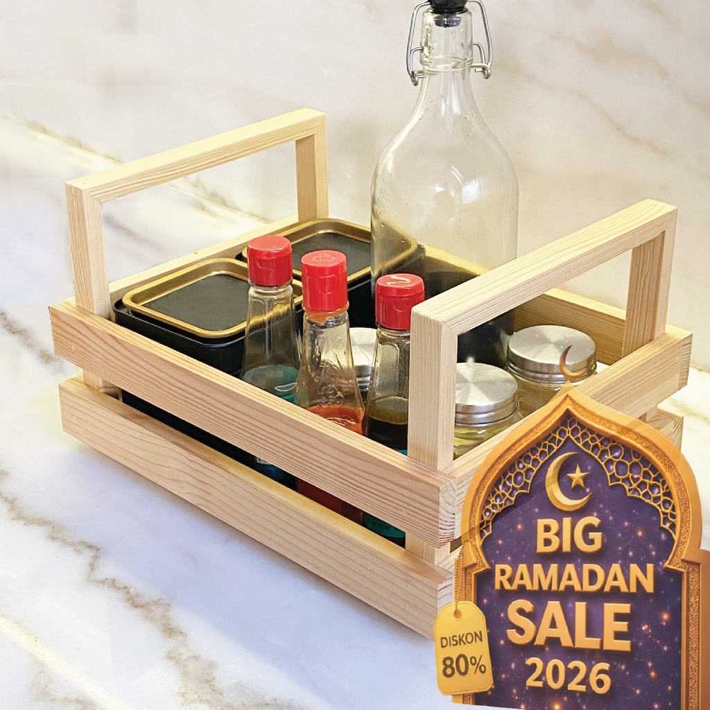 KERANJANG KAYU AESTETIK SERBAGUNA / KERANJANG KAYU PERLENGKAPAN DAPUR / KERANJANG BUAH