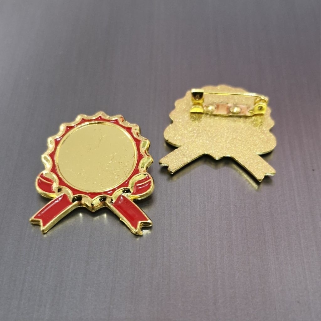 Pin logo model pita polos tanpa logo bahan kuningan / Pin kuningan model pita kosongan