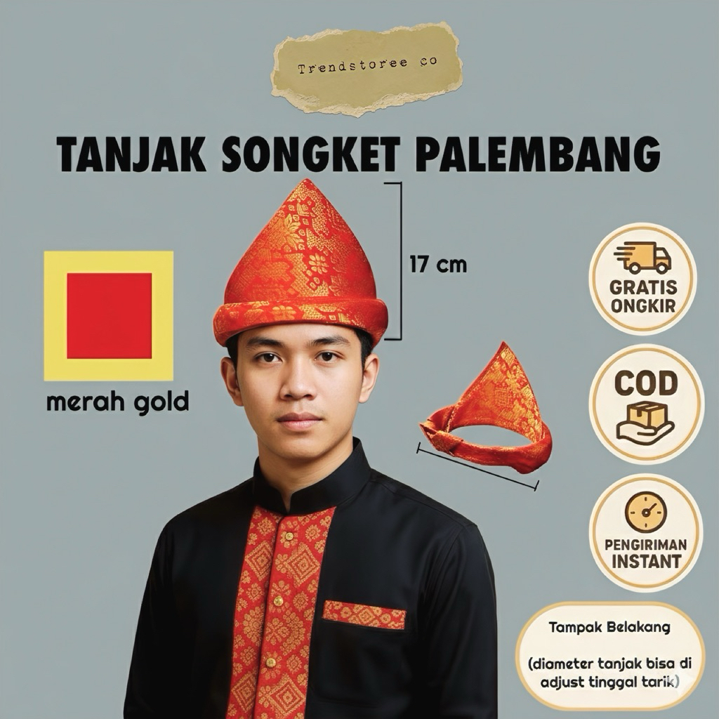 Trendstore Terlaris Tanjak Kain songket khas palembang untuk pria dewasa