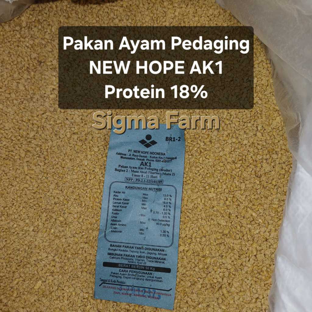 NEW HOPE AK1 Pakan Ayam Pedaging Protein 18% untuk Pertumbuhan Optimal dan Kualitas Terbaik Voer vur