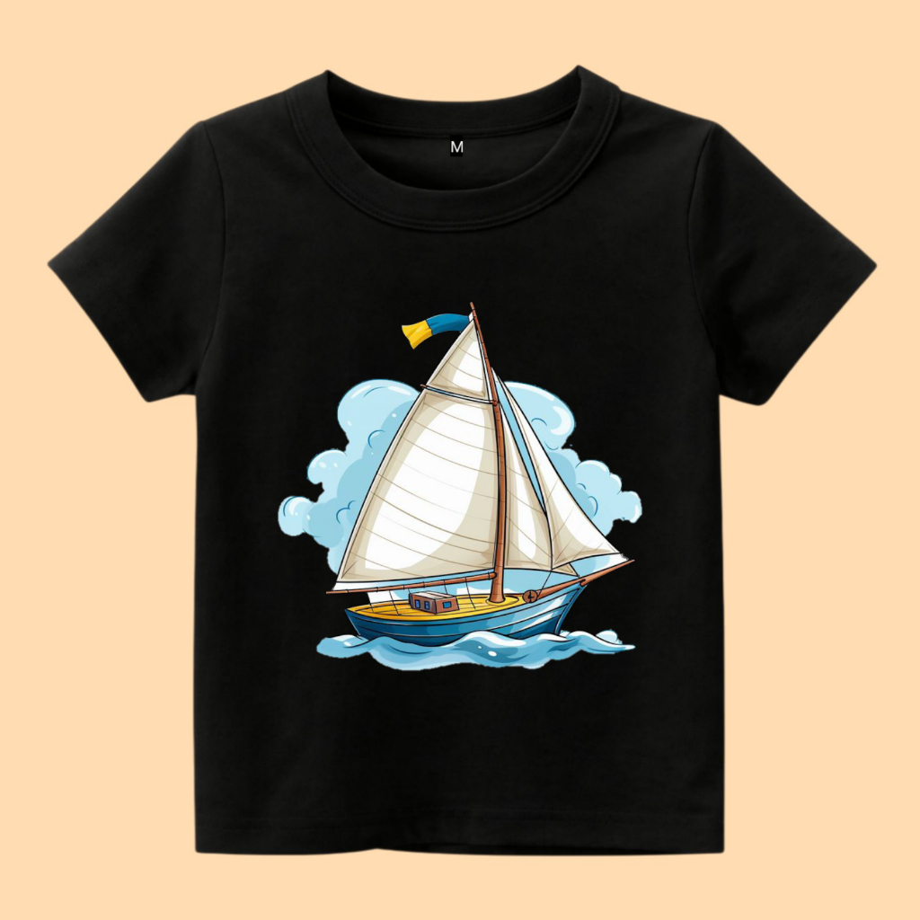 Baju kaos anak gambar kapal layar