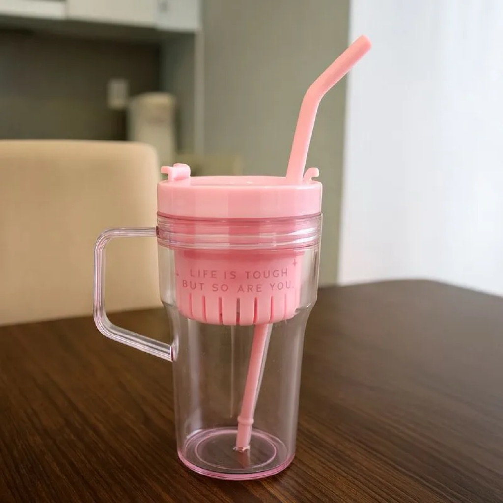 Miniso Clear Tumbler Plastic Pink Gold Series / botol minum plastik