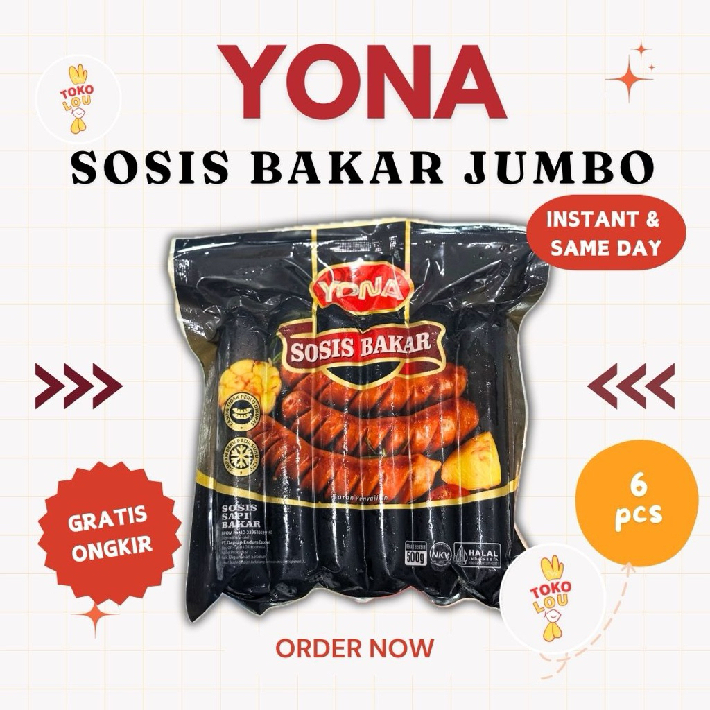 YONA SOSIS BAKAR SAPI JUMBO ISI 6 500gr | YONA SOSIS BAKAR SAPI MINI ISI 12