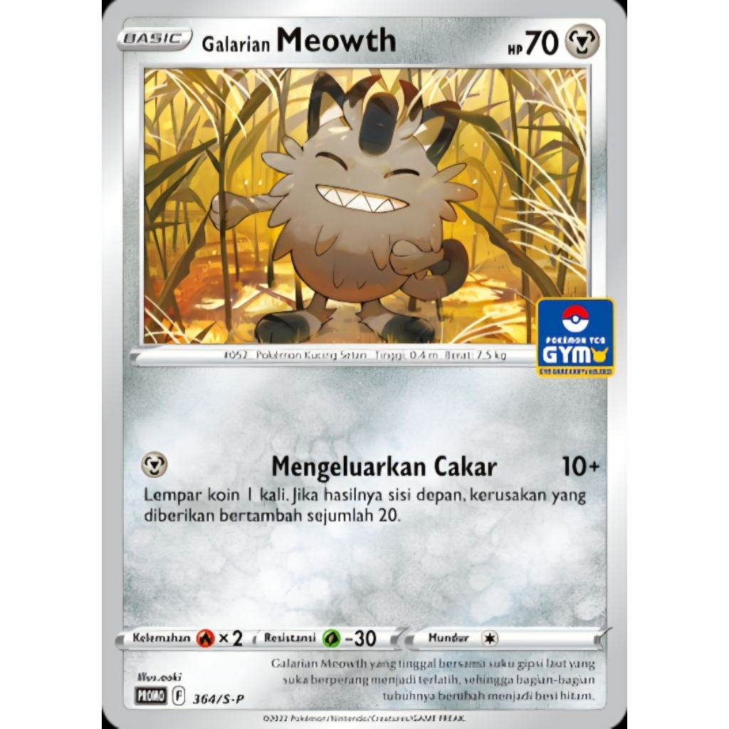 Tcg Pokemon Promo Gym Galarian Meowth Idn