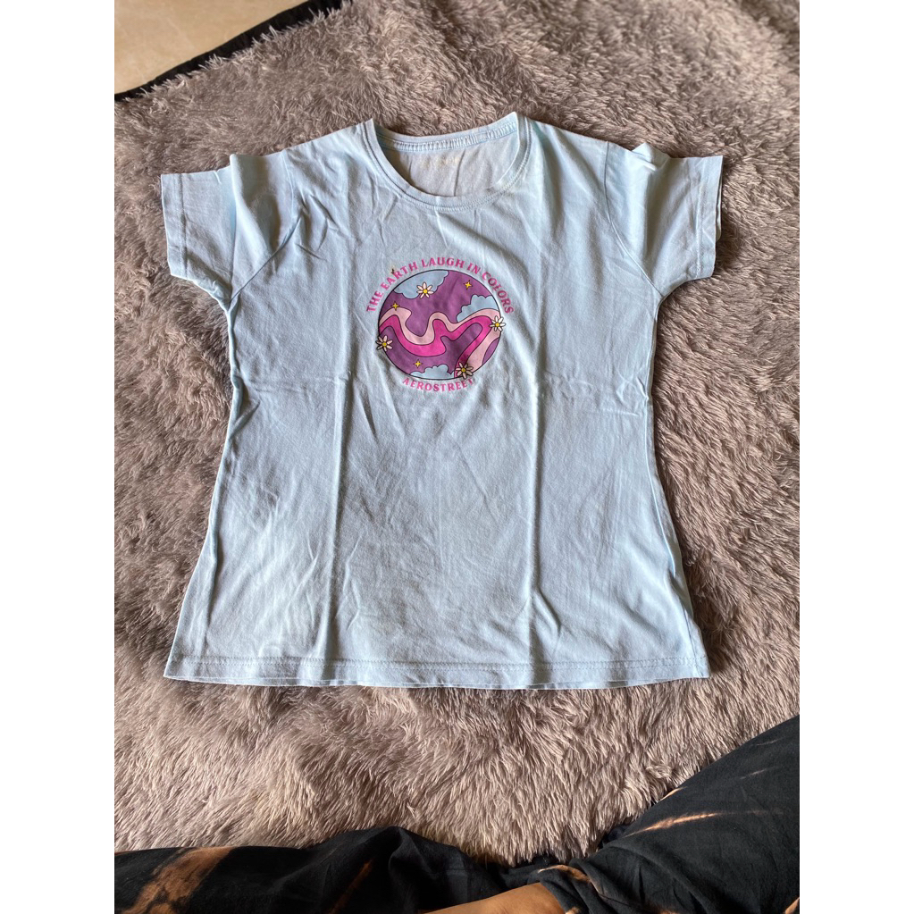 Baju Wanita Kaos Aerostreet Biru Cewek