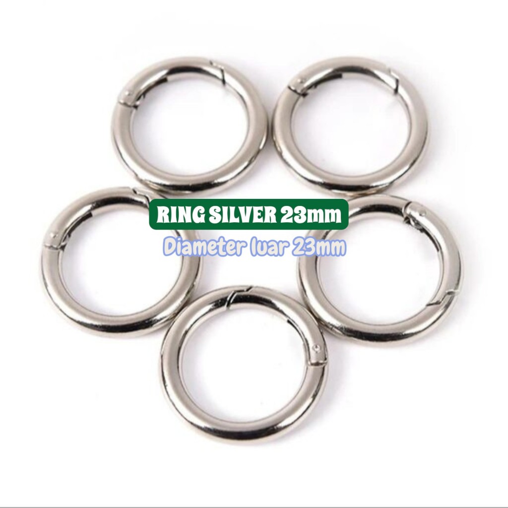 [100 pcs] ring ganci 23 silver bulat bahan gantungan kunci bulat silver grosir murah