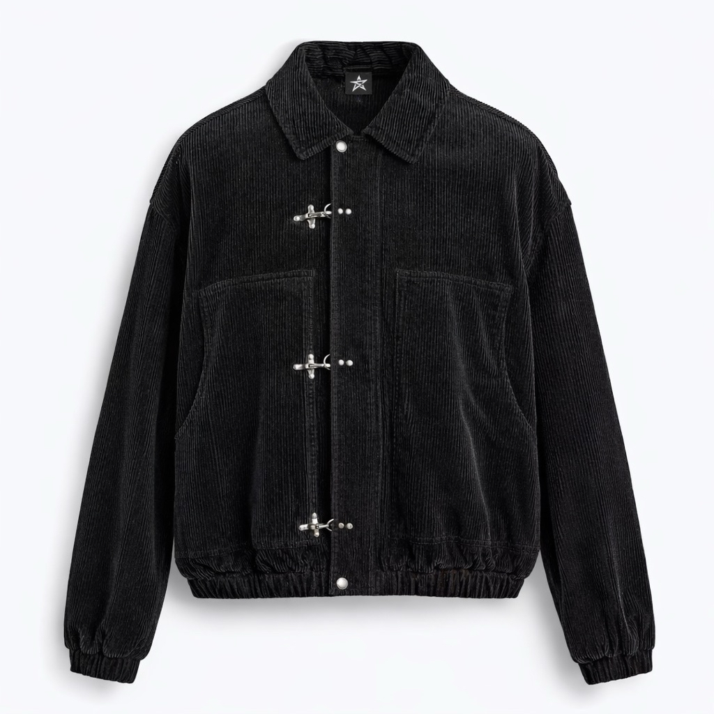 Sai - Therapy Fireman Clasps Corduroy Jacket Fireman Clasps Style Work Jackets Boxy Outer Jacket