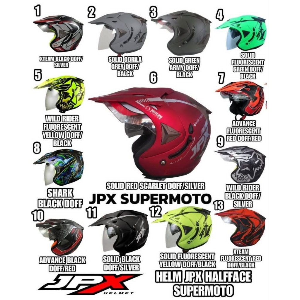 helm jpx half face supermoto