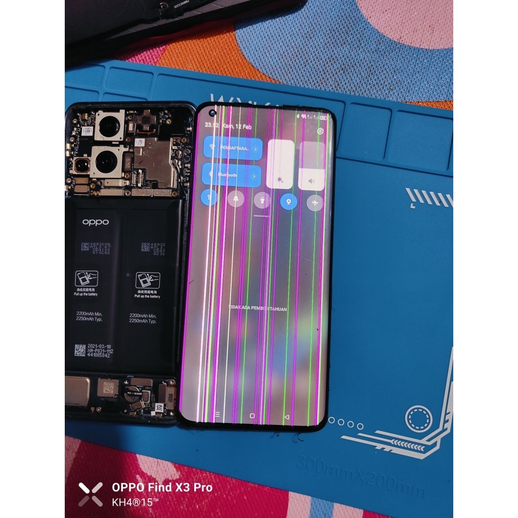 lcd copotan Oppo find x3 pro normal. minus bergaris saja