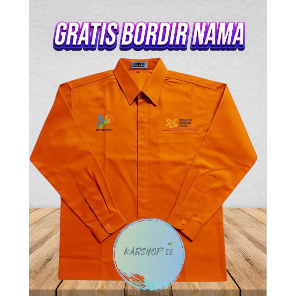 SERAGAM BPS LENGAN PANJANG TERBARU KEMEJA BPS KEMEJA KERJA BPS KEMEJA BORDIR BPS ATASAN BAJU BPS